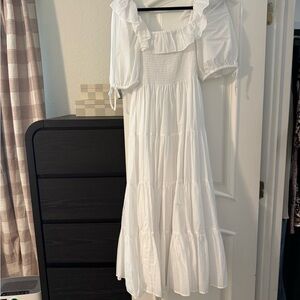 Hill House White Corrine Shadow Stripe Dress
